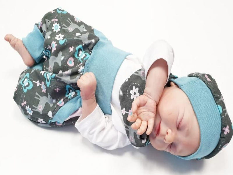 Coole Pumphose oder Babyset kurz und lang Rehe Grau Rauchblau 69 von Atelier MiaMia