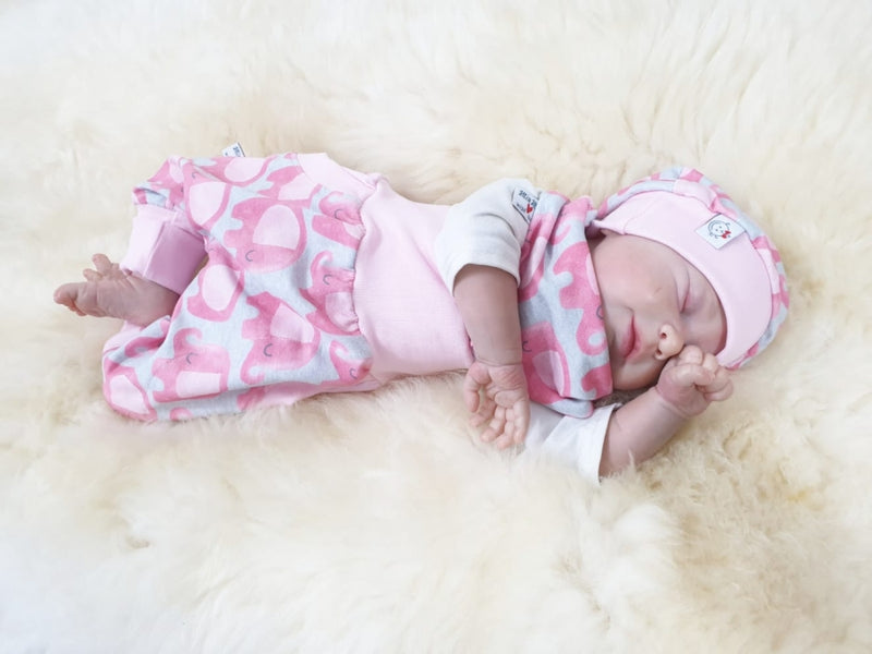 Coole Pumphose oder Babyset kurz und lang Elefanten Grau Rosa 6 von Atelier MiaMia