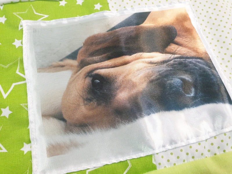 Kuscheldecke als Fotodecke Grün Punkte Sterne Karo mit Bildern 7 von Atelier MiaMia