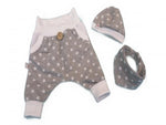 Atelier MiaMia Cool bloomers or baby set short and long grey-white stars 76