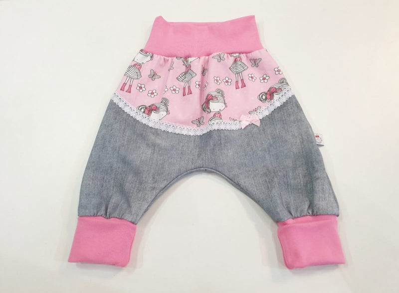 Sweetie Pumphose oder Babyset kurz und lang Mädchen Rosa Jeans 7 von Atelier MiaMia