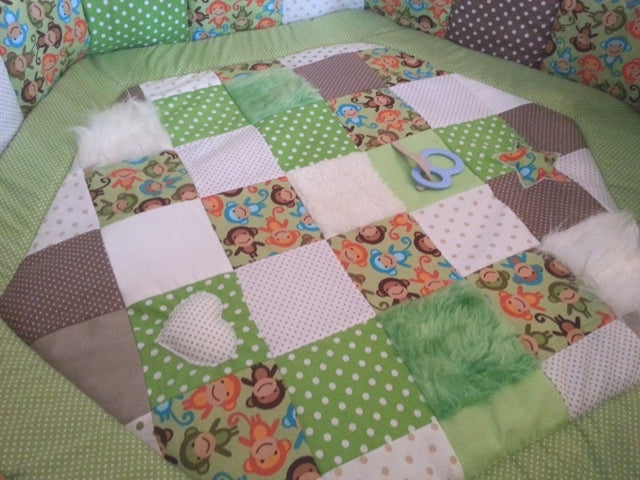 Atelier MiaMia Kuschel - box per coperte avventurose 6 scimmie angolari verdi punti 8