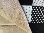 Atelier MiaMia blanket patchwork dots stars black white with embroidery 8