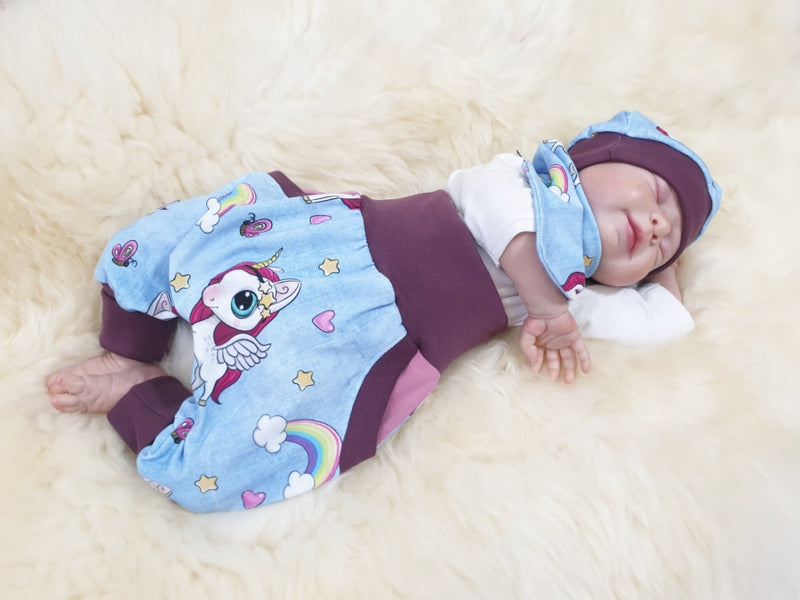 Coole Pumphose oder Babyset kurz und lang Einhorn Jeans blau 8 von Atelier MiaMia