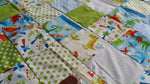 Atelier MiaMia coperta patchwork pois dinosauri verde bosco con ricamo 9