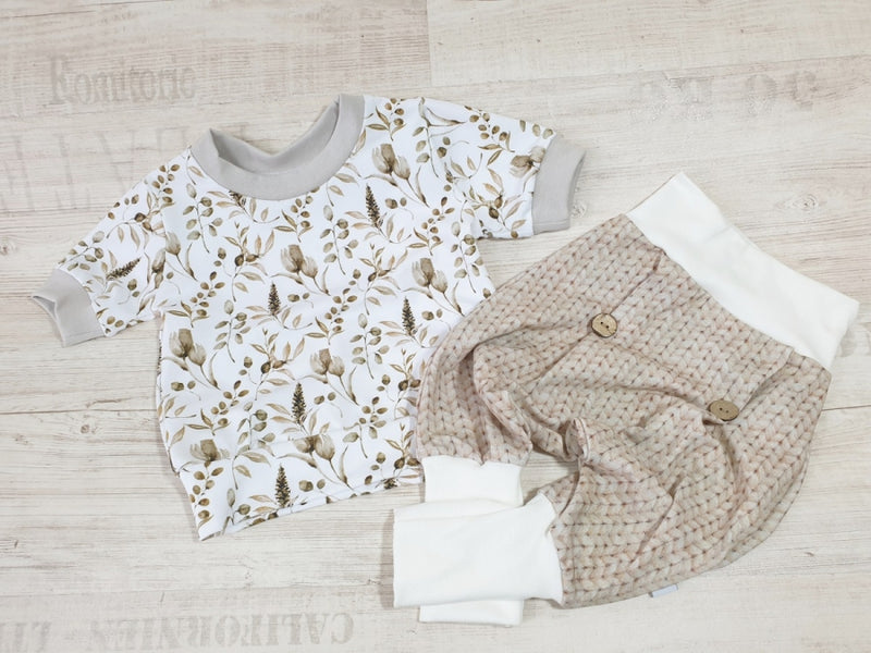 Atelier MiaMia Cool bloomers or baby set cable knit beige 91