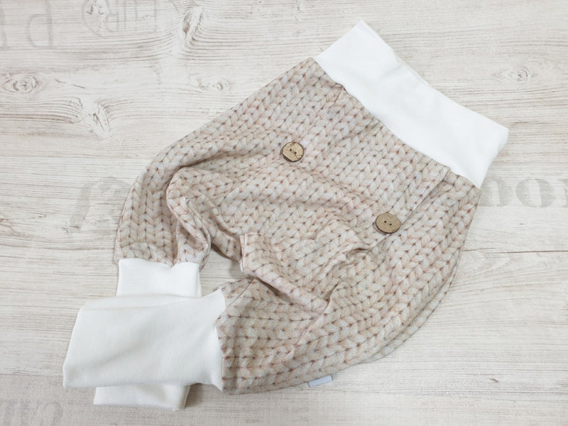 Atelier MiaMia Cool calzoncini o set bebè in maglia a trecce beige 91