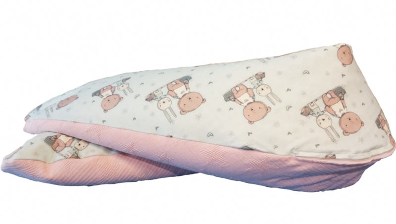 Atelier MiaMia Cuscino per allattamento o cuscino per chi dorme sul fianco Teddy e coniglio rosa 92