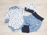 Coole Pumphose oder Babyset Waffeljersey Blau 95 von Atelier MiaMia