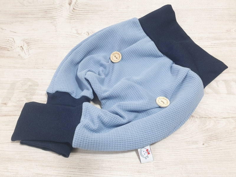 Coole Pumphose oder Babyset Waffeljersey Blau 95 von Atelier MiaMia