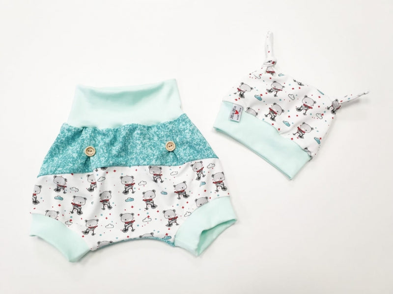 Sweetie Pumphose oder Babyset kurz und lang Mädchen Bären Bärchen Mint 9 von Atelier MiaMia