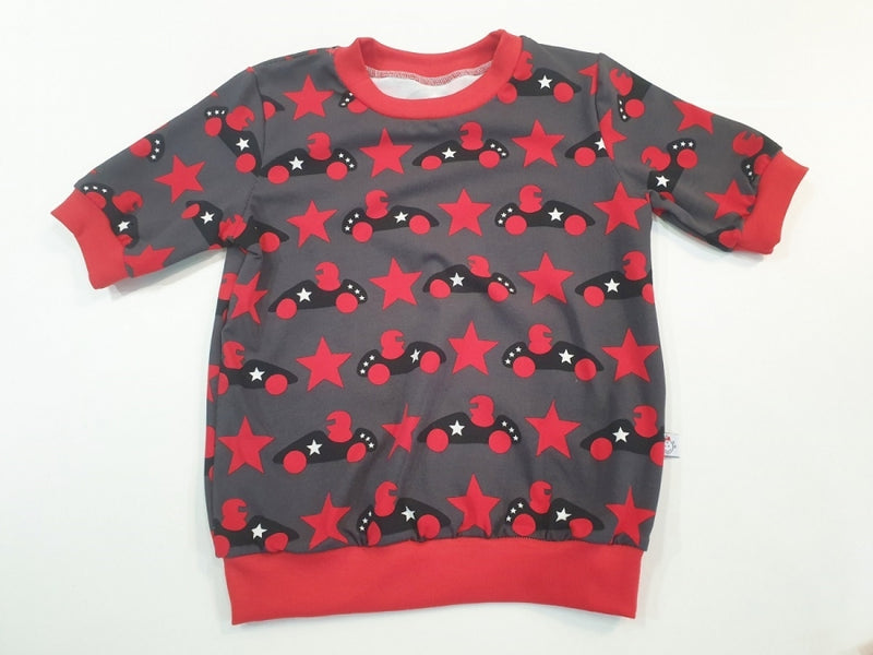 Atelier MiaMia - maglione con cappuccio automobili e stelle 284 bambino bambino da 44-122 manica corta o lunga designer limitato !!
