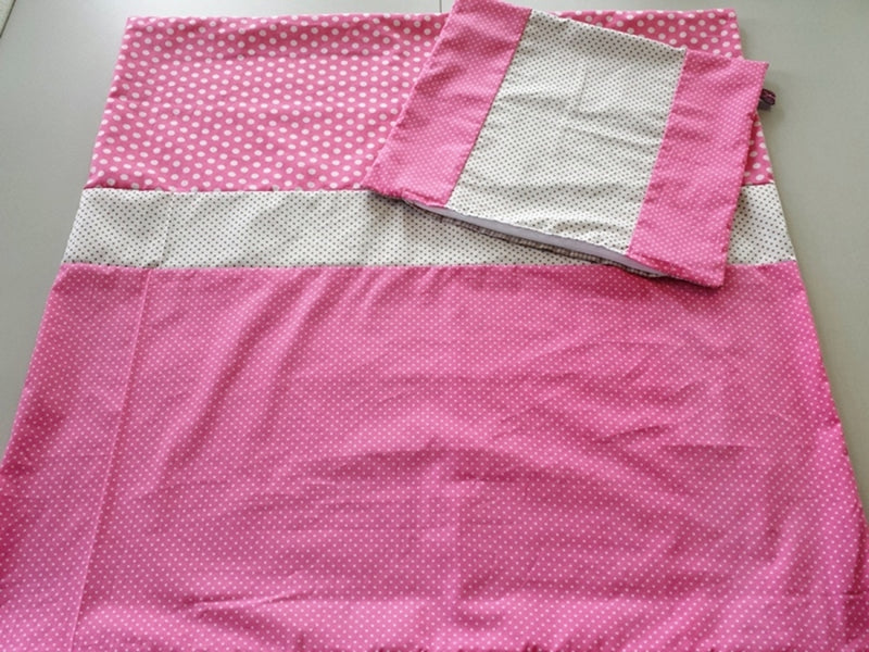 Biancheria da letto Atelier MiaMia in tre misure con tessuti uniti Pois rosa 1