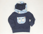 Kapuzenpullover Baby Kind ab 44-122 kurz oder langarm Dunkel Blau Pinguin 305 von Atelier MiaMia