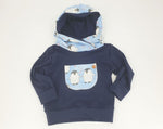Atelier MiaMia - Hoodie baby child from 44-122 short or long sleeve dark blue penguin 305