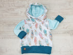 Atelier MiaMia - hoodie baby child from 44-122 short or long sleeve feathers 278