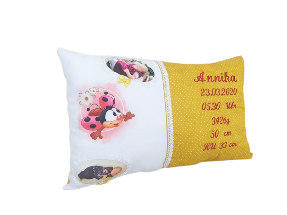 Cuscino nascita Atelier MiaMia - cuscino nome con ricamo - pannello - foto