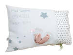 Geburtskissen - Namenskissen mit Stickerei und Panel oder Foto- von Atelier MiaMia