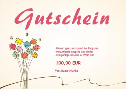 Shop Gutschein 50 EUR 3 Designs mit Umschlag von Atelier MiaMia