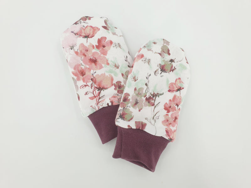 Babyfäustlinge Handschuhe Baby bis 24 Monate Nr. 5 Blumen Rosa von Atelier MiaMia