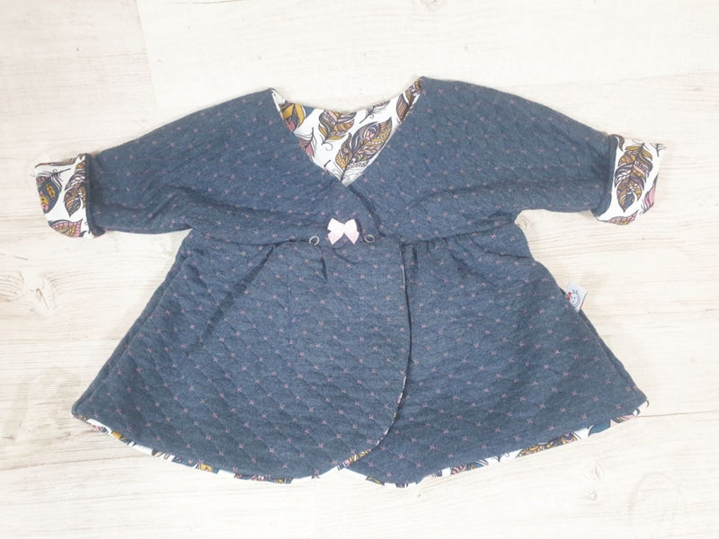 Atelier MiaMia - giacca reversibile bambino bambino taglia 50-140 giacca firmata limitata !! Corda di piume blu J10