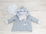 Kaputzenjacke Baby Kind Größe 50-140 Grobstrick Jacke Limitiert !! Grobstrick grau Traumfänger J15 von Atelier MiaMia