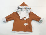 Kaputzenjacke Baby Kind Größe 50-140 Grobstrick Jacke Limitiert !! Grobstrick Waschbären Füchse Rostbraun J19 von Atelier MiaMia