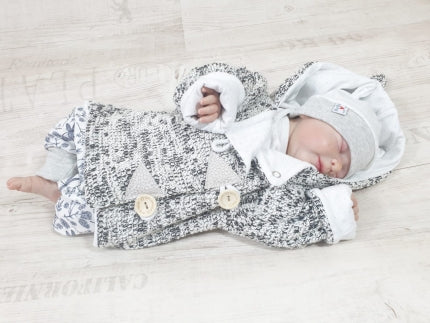 Atelier MiaMia - giacca con cappuccio bambino bambino taglia 50-140 !! Boncle maglia Stracciatella J20