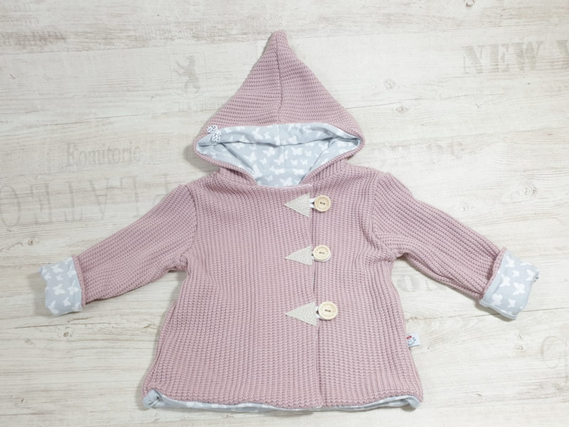 Kaputzenjacke Baby Kind Größe 50-140 Grobstrick Jacke Limitiert !! Grobstrick Altrosa Teddy J21 von Atelier MiaMia