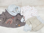 Walk - Kaputzenjacke Baby Kind Größe 50-140 Jacke Limitiert !! Walk -Jacke Regenbogen dunkelgrau J25 von Atelier MiaMia