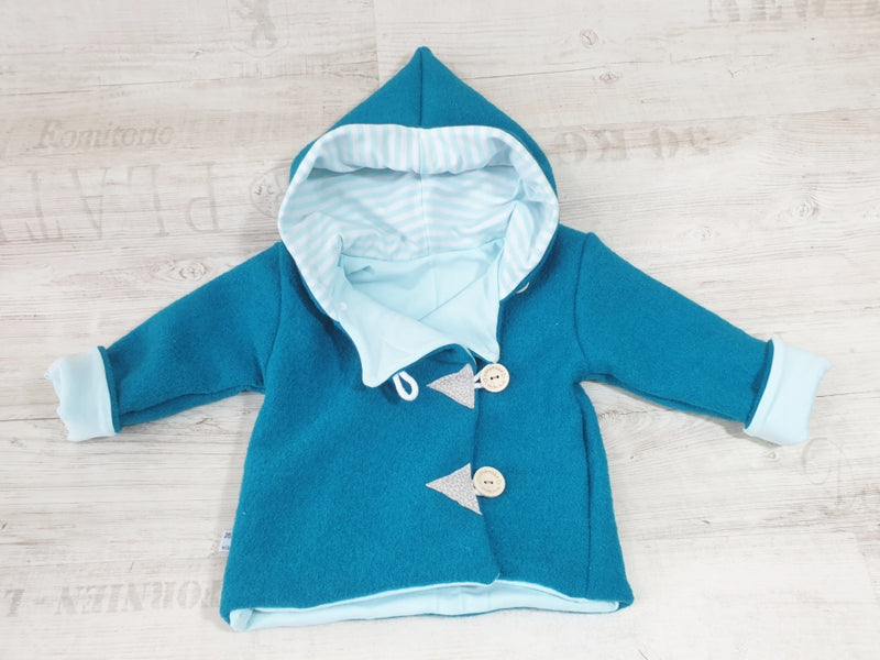 Atelier MiaMia - Walk - hooded jacket baby child size 50-140 jacket limited !! Walk Jacket Aqua Blue Stripes J29