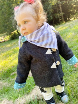 Atelier MiaMia - Walk - giacca con cappuccio bambino bambino taglia 50-140 giacca limitata !! Giacca da passeggio grigio scuro pipistrello J34