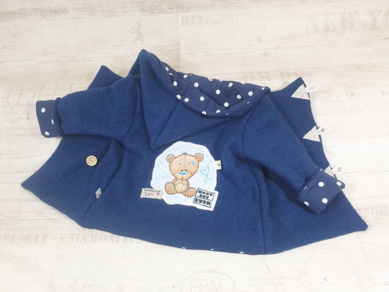 Walk - Kaputzenjacke Baby Kind Größe 50-140 Jacke Limitiert !! Walk -Jacke Dunkelblau Teddy Bär J35 von Atelier MiaMia