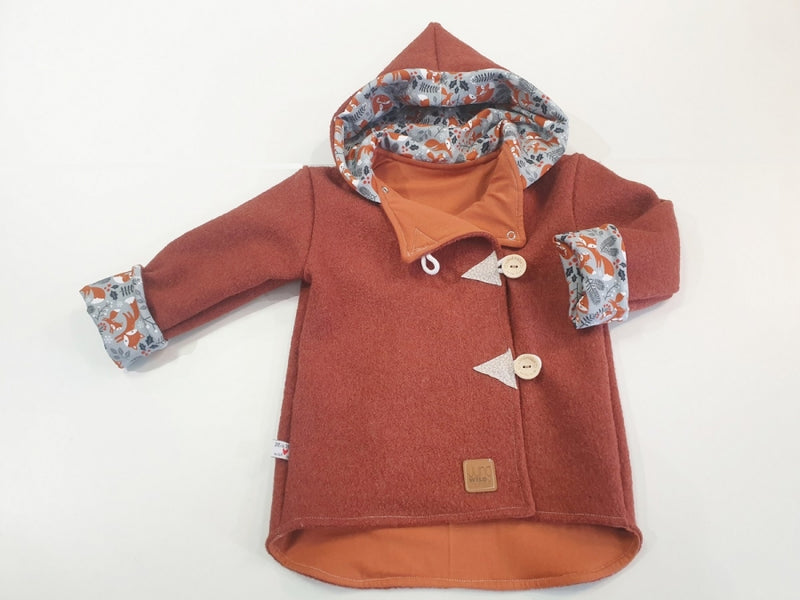 Walk - Kaputzenjacke Baby Kind Größe 50-140 Jacke Limitiert !! Walk -Jacke Orange Fuchs Stern J36 von Atelier MiaMia