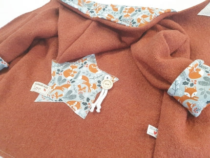 Atelier MiaMia - Walk - hooded jacket baby child size 50-140 jacket limited !! Walk jacket orange fox star J36