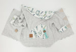 Atelier MiaMia - Hooded Jacket Baby Child Size 50-140 Designer Jacket Limited !! Light gray floral pattern 44