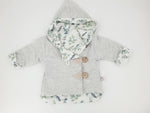 Atelier MiaMia - Giacca con cappuccio Baby Child Taglia 50-140 Designer Jacket Limited !! Motivo floreale grigio chiaro 44