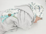 Atelier MiaMia - Giacca con cappuccio Baby Child Taglia 50-140 Designer Jacket Limited !! Motivo floreale grigio chiaro 44