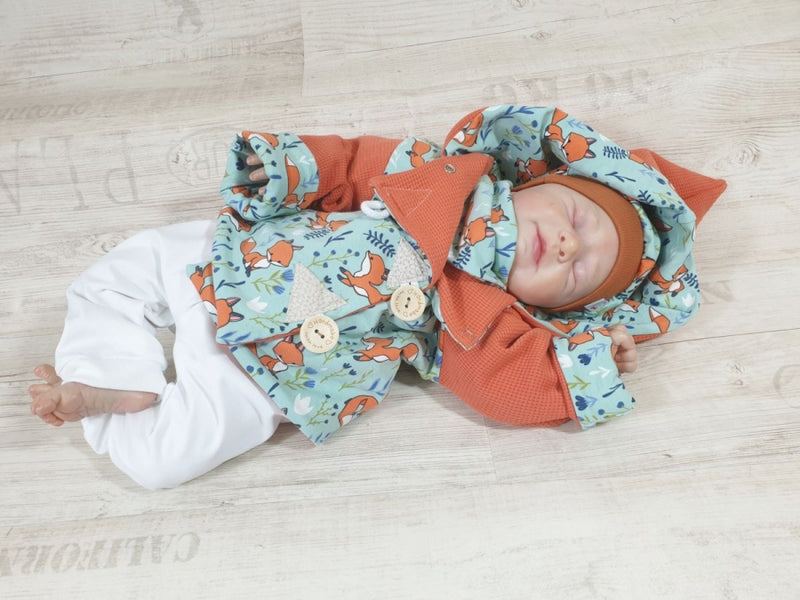 Atelier MiaMia - Giacca con cappuccio Baby Child Taglia 50-140 Designer Jacket Limited !! Volpi Menta Arancio J5