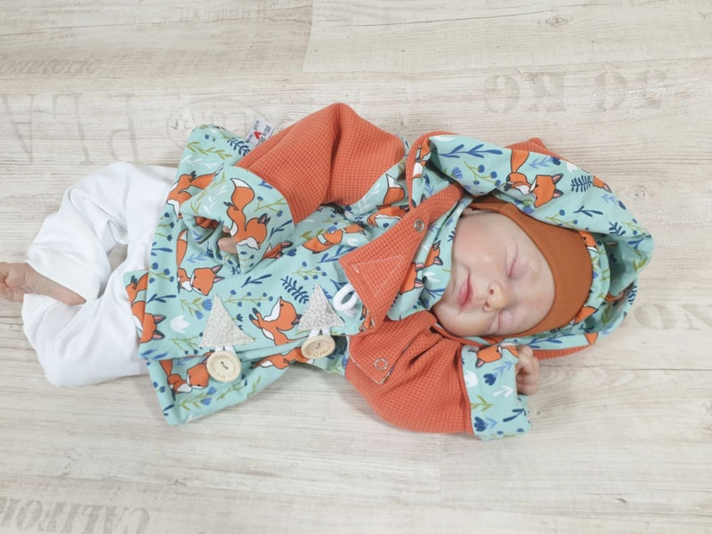Atelier MiaMia - Hooded Jacket Baby Child Size 50-140 Designer Jacket Limited !! Foxes Mint Orange J5