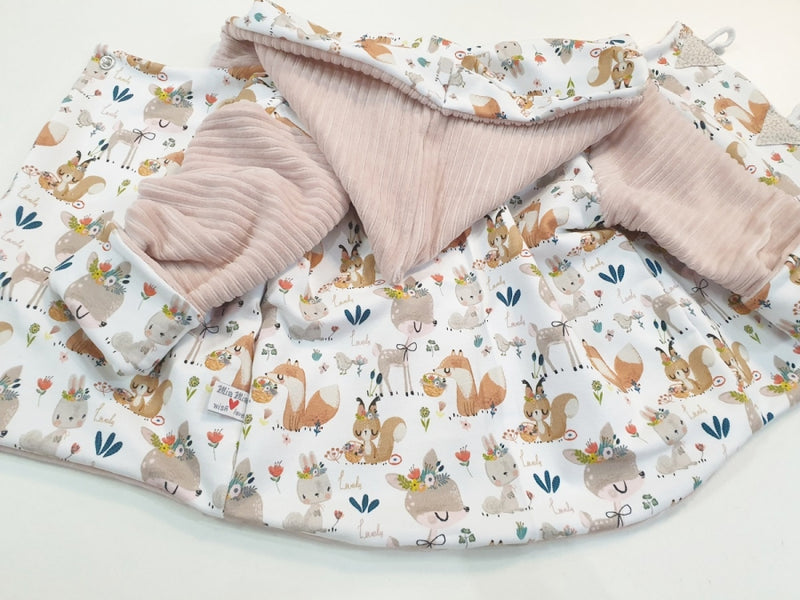 Atelier MiaMia - Giacca con cappuccio Baby Child Taglia 50-140 Designer Jacket Limited !! Creature della foresta pannello grigio primavera J8