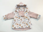 Atelier MiaMia - Giacca con cappuccio Baby Child Taglia 50-140 Designer Jacket Limited !! Creature della foresta pannello grigio primavera J8
