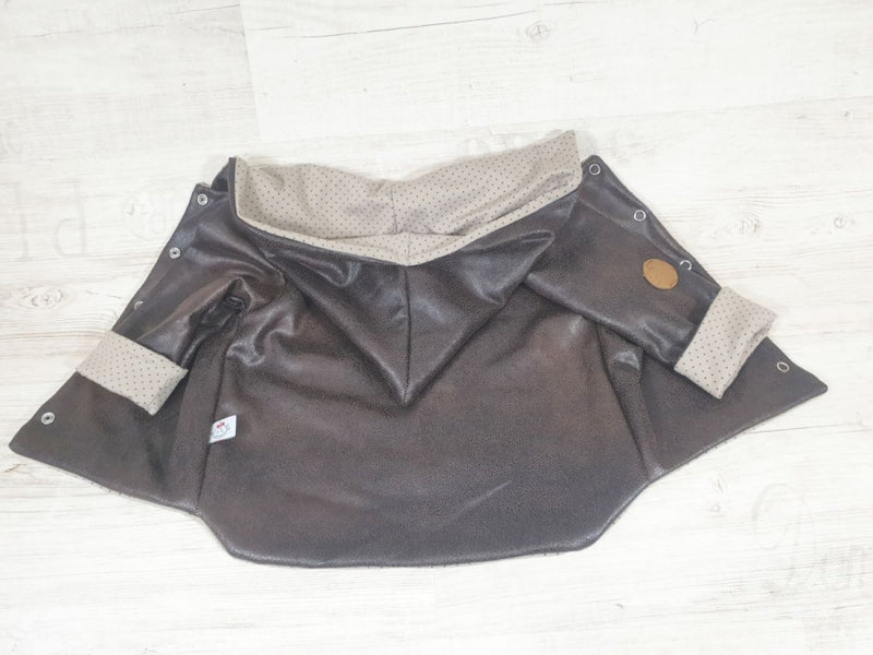 Atelier MiaMia - Giacca con cappuccio Baby Child Taglia 50-140 Designer Jacket Limited !! Pelle Marrone J9