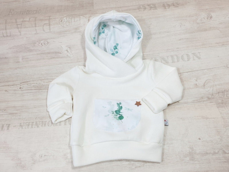 Kapuzenpullover Baby Kind ab 44-122 kurz oder langarm Waffeljersey Eukalyptus von Atelier MiaMia