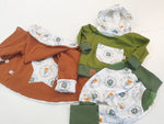 Atelier MiaMia - hoodie baby child from 44-122 short or long sleeve green with panel 281