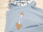 Atelier MiaMia - Westover hoodie baby child from 44-122 short or long sleeve waffle jersey light blue anchors