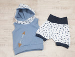 Westover Kapuzenpullover Baby Kind ab 44-122 kurz oder langarm Waffeljersey Helblaue Anker von Atelier MiaMia