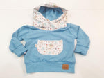 Atelier MiaMia - Hoodie baby child from 44-122 short or long sleeve Blue forest animals