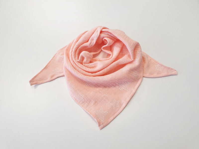 Atelier MiaMia - foulard triangolare in mussola stelle bianche rosa // 10