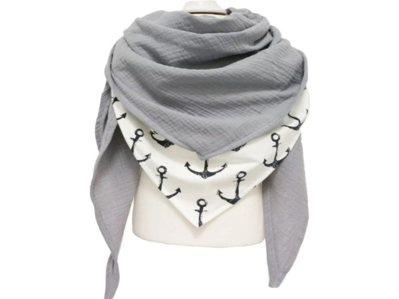 Atelier MiaMia - Jersey muslin scarf triangular scarf anchor // xxl 1